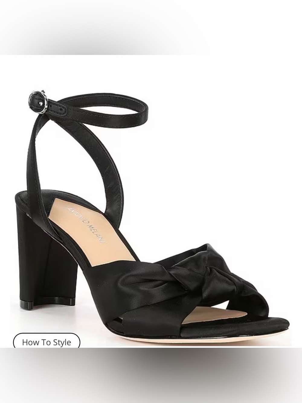 ANTONIO MELANI Tess Satin Knotted Dress Sandal - size 8